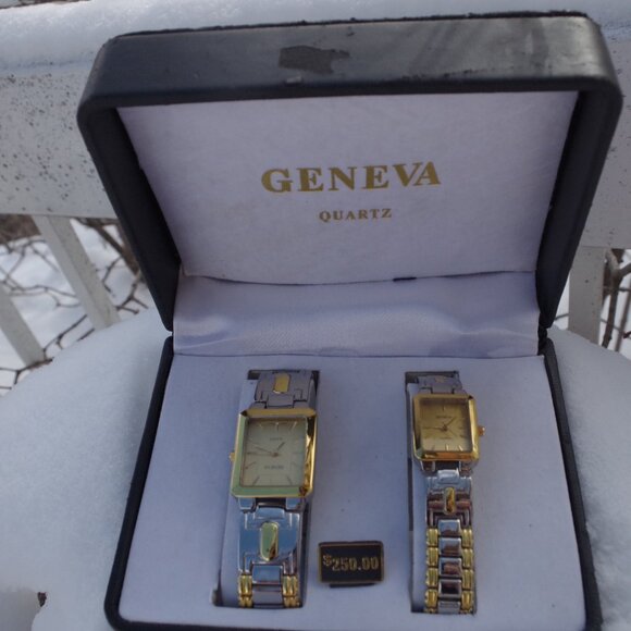 Two Geneva Men's And Women's Watch Set Vintage - Picture 4 of 5